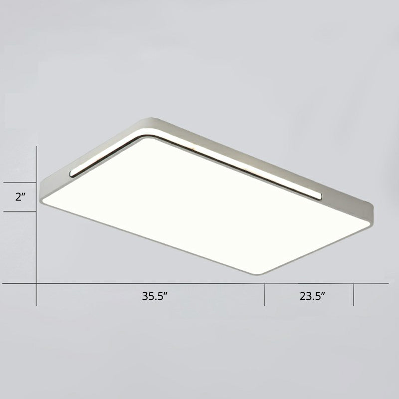 Geometric LED Ceiling Light in White - Nordic Metal Flush Fixture for Living Room