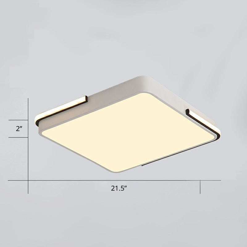 Geometric LED Ceiling Light in White - Nordic Metal Flush Fixture for Living Room
