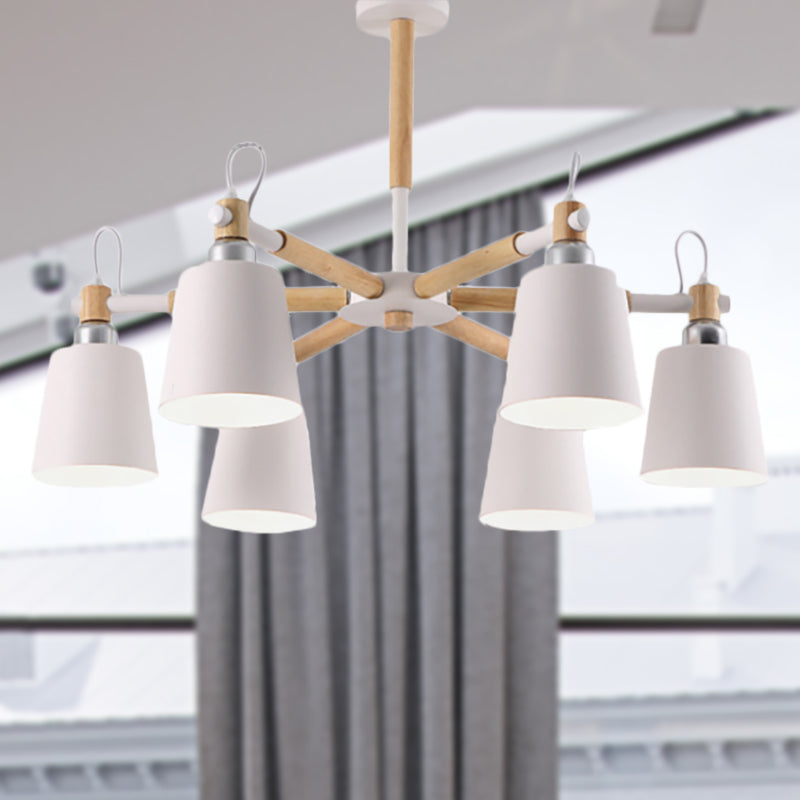 Nordic Metal Pendant Light Fixture - 6-Light Tapered Shade Design for Bedroom