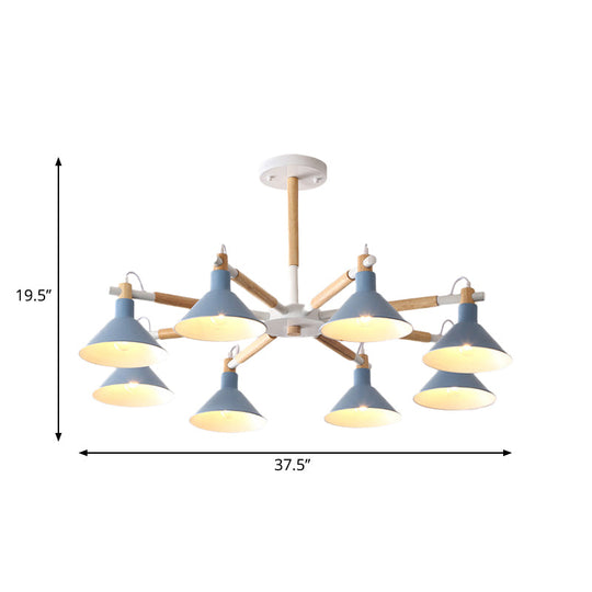 Modern Metal 8-Bulb Hanging Chandelier - Horn Shape Design for Living Room