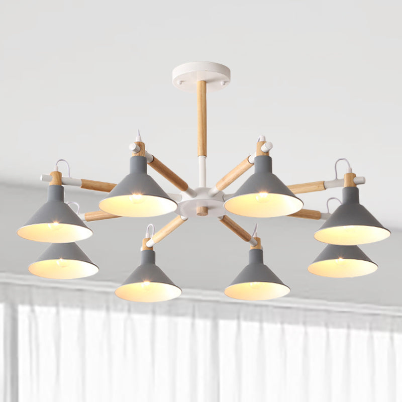 Modern Metal 8-Bulb Hanging Chandelier - Horn Shape Design for Living Room