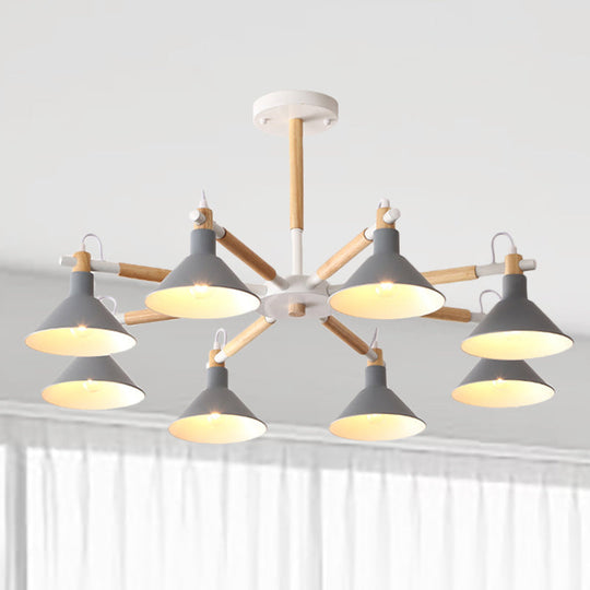 Modern Metal 8-Bulb Hanging Chandelier - Horn Shape Design for Living Room