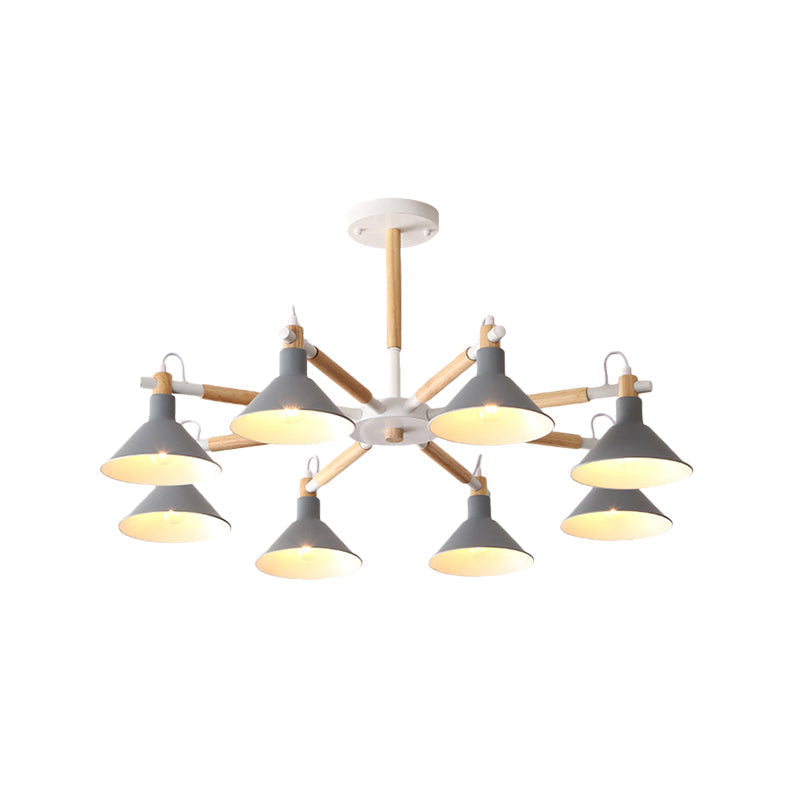 Modern Metal 8-Bulb Hanging Chandelier - Horn Shape Design for Living Room