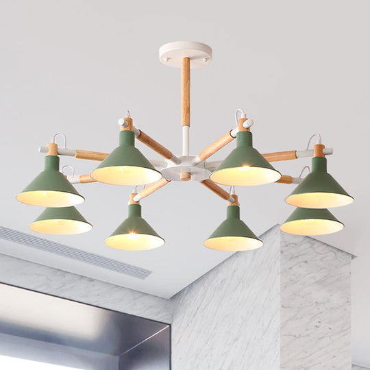 Modern Metal 8-Bulb Hanging Chandelier - Horn Shape Design for Living Room