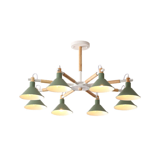 Modern Metal 8-Bulb Hanging Chandelier - Horn Shape Design for Living Room