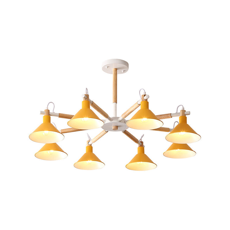 Modern Metal 8-Bulb Hanging Chandelier - Horn Shape Design for Living Room