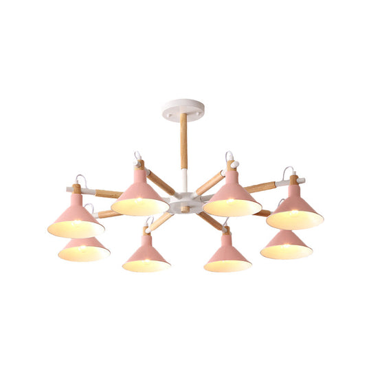 Modern Metal 8-Bulb Hanging Chandelier - Horn Shape Design for Living Room