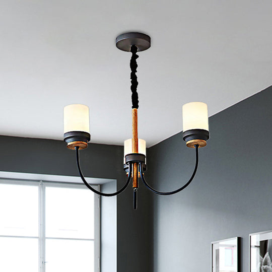 Art Deco Metal Hanging Chandelier with Tapered Shade - 3 Lights for Bedroom