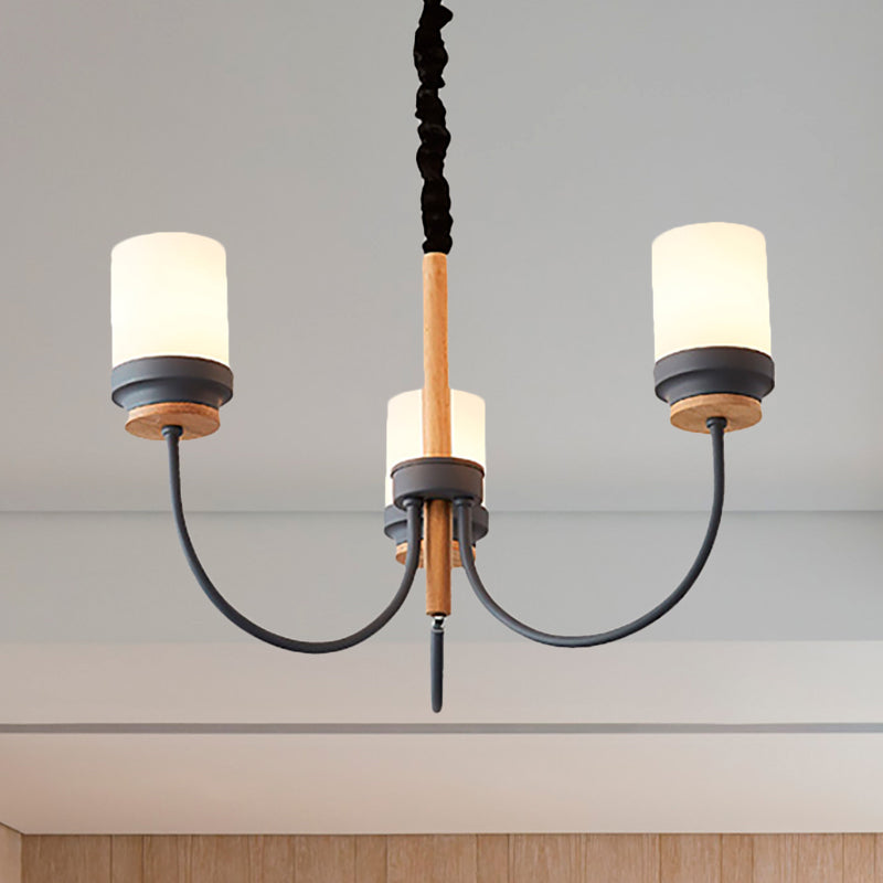 Art Deco Metal Hanging Chandelier with Tapered Shade - 3 Lights for Bedroom