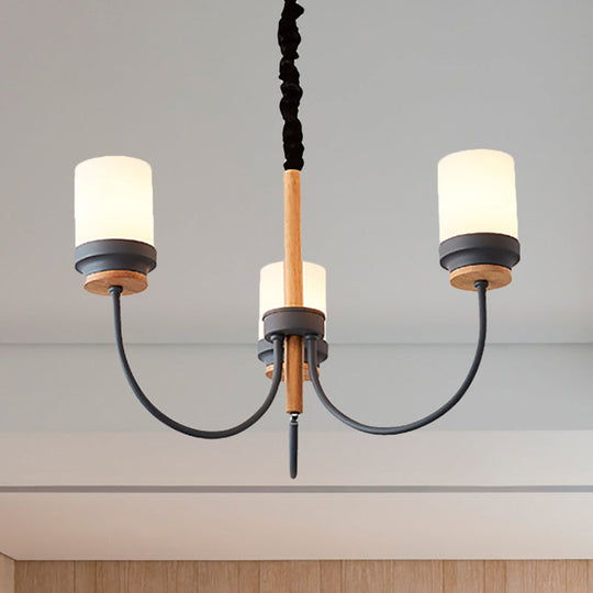 Art Deco Metal Hanging Chandelier with Tapered Shade - 3 Lights for Bedroom