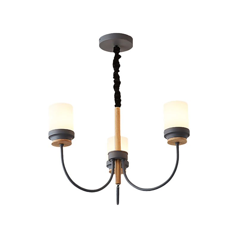 Art Deco Metal Hanging Chandelier with Tapered Shade - 3 Lights for Bedroom