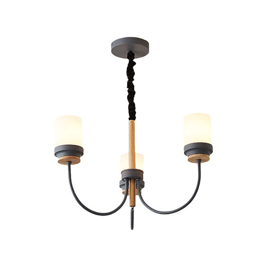 Art Deco Metal Hanging Chandelier with Tapered Shade - 3 Lights for Bedroom