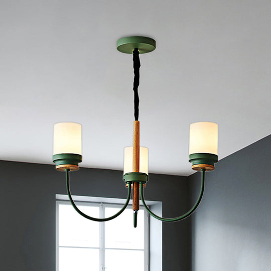 Art Deco Metal Hanging Chandelier with Tapered Shade - 3 Lights for Bedroom