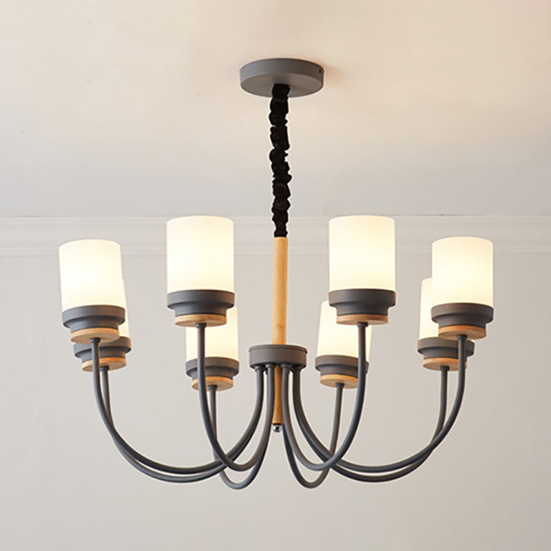 Contemporary Tapered Shade Chandelier - 8-Light Glass Pendant for Modern Living Room
