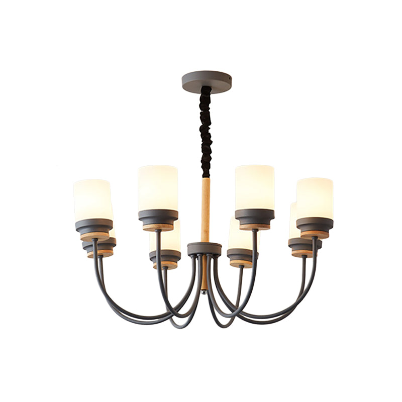 Contemporary Tapered Shade Chandelier - 8-Light Glass Pendant for Modern Living Room