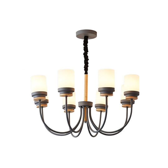 Contemporary Tapered Shade Chandelier - 8-Light Glass Pendant for Modern Living Room