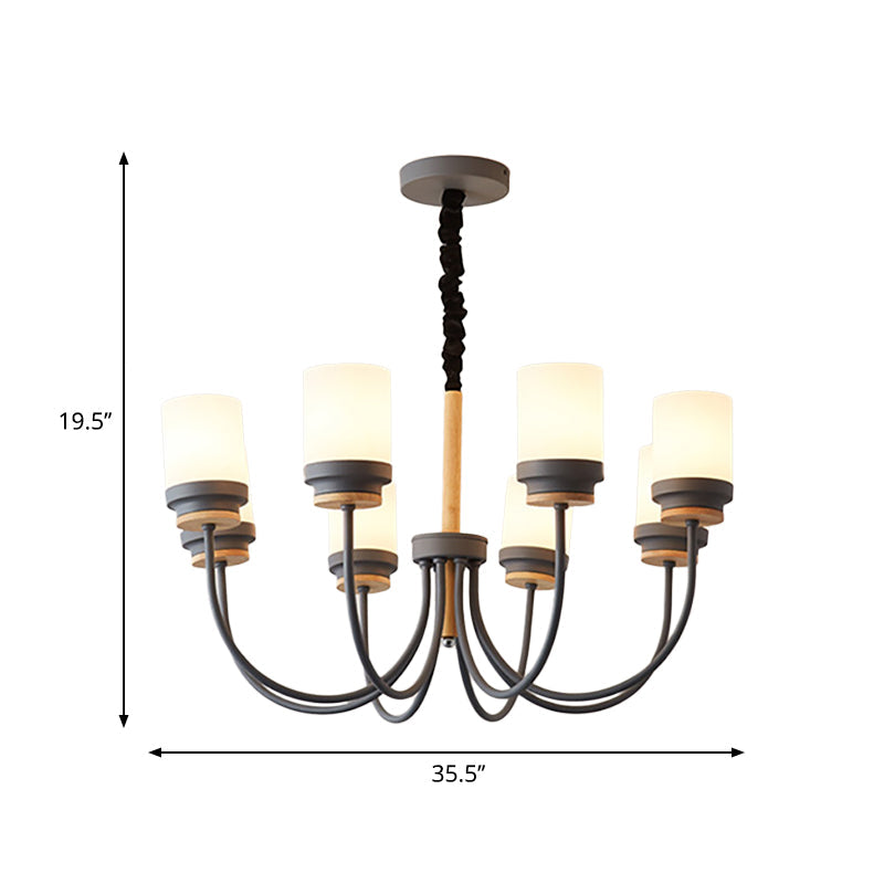 Contemporary Tapered Shade Chandelier - 8-Light Glass Pendant for Modern Living Room