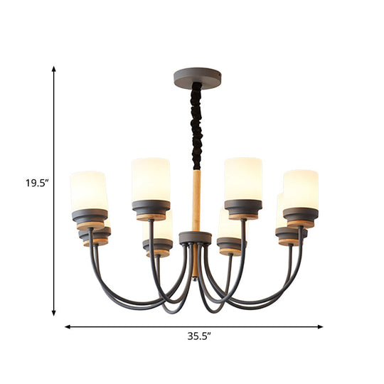 Contemporary Tapered Shade Chandelier - 8-Light Glass Pendant for Modern Living Room