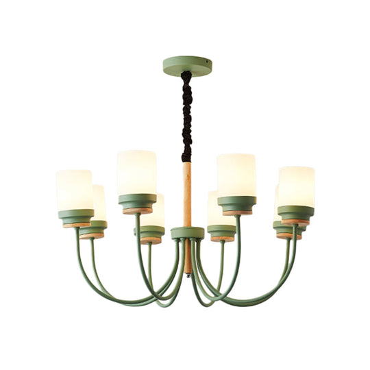 Contemporary Tapered Shade Chandelier - 8-Light Glass Pendant for Modern Living Room