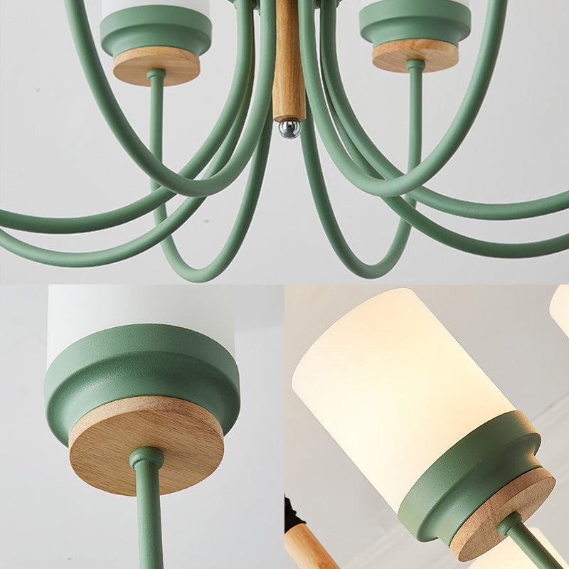 Contemporary Tapered Shade Chandelier - 8-Light Glass Pendant for Modern Living Room