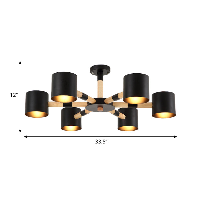 Nordic Metal Cylinder Pendant Light Fixture for Living Room