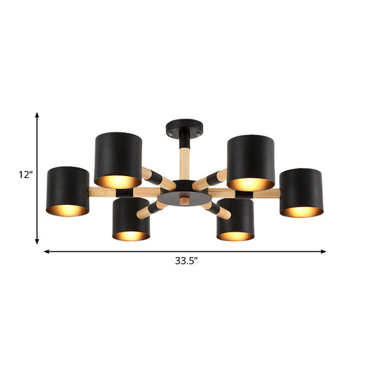 Nordic Metal Cylinder Pendant Light Fixture for Living Room