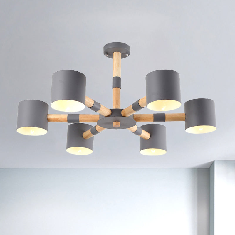 Nordic Metal Cylinder Pendant Light Fixture for Living Room