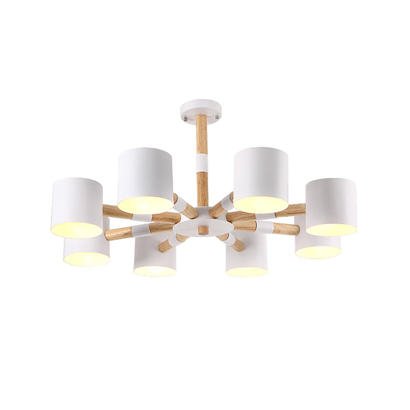 Modern Metal and Wood Cylinder Hanging Lamp for Living Room