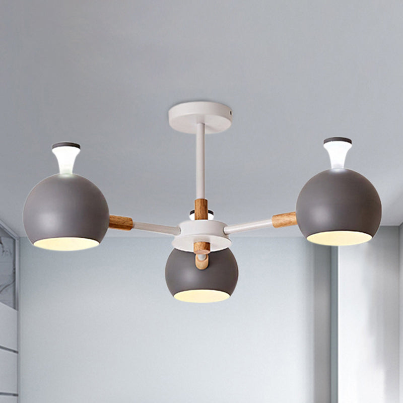 Modern Dome Hanging Pendant Light with 3 Lights for Dining Room - Iron Ceiling Fixture
