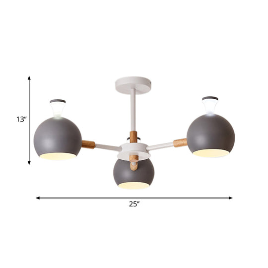Modern Dome Hanging Pendant Light with 3 Lights for Dining Room - Iron Ceiling Fixture