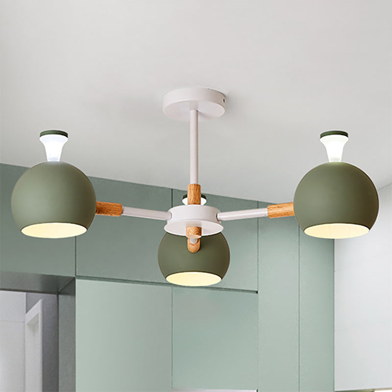 Modern Dome Hanging Pendant Light with 3 Lights for Dining Room - Iron Ceiling Fixture