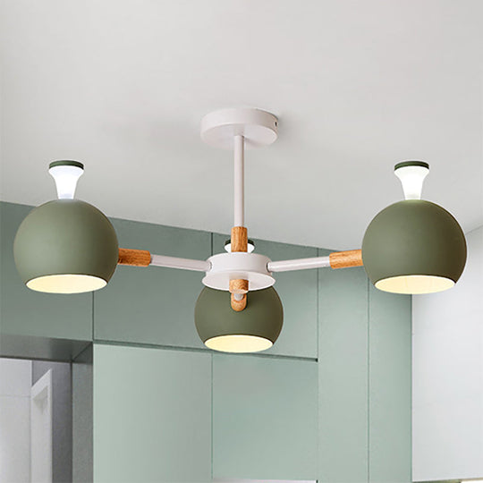 Modern Dome Hanging Pendant Light with 3 Lights for Dining Room - Iron Ceiling Fixture