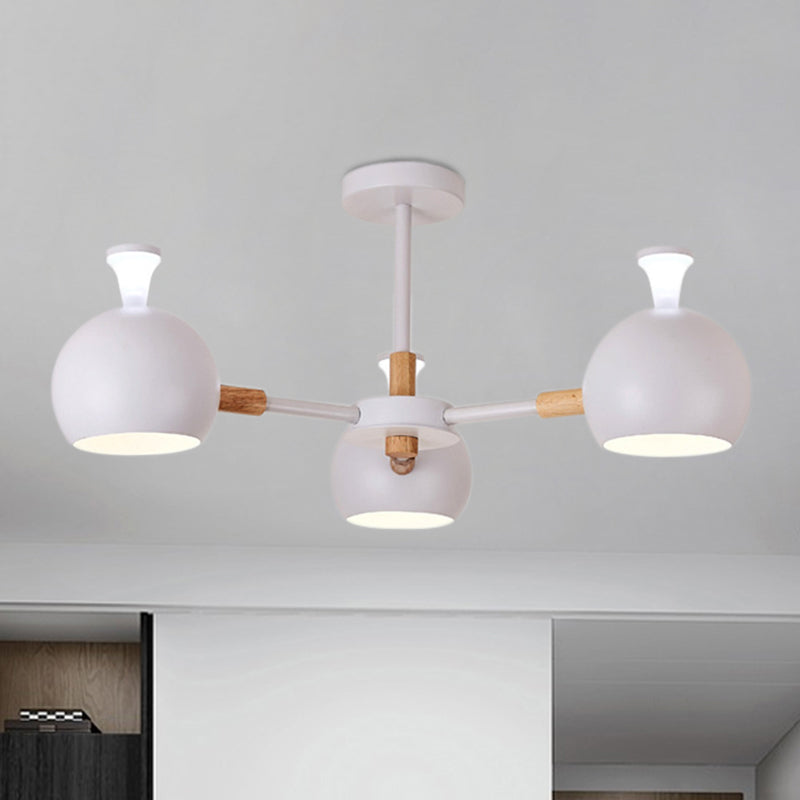 Modern Dome Hanging Pendant Light with 3 Lights for Dining Room - Iron Ceiling Fixture