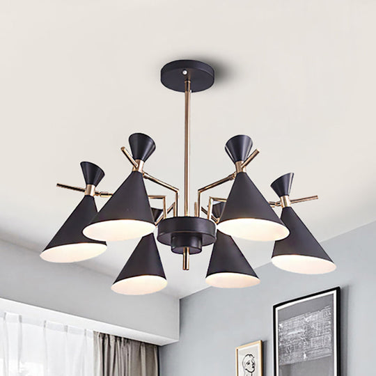 Horn Shape Metal Pendant Light Fixture - Modern 6-Head Hanging Lamp for Living Room