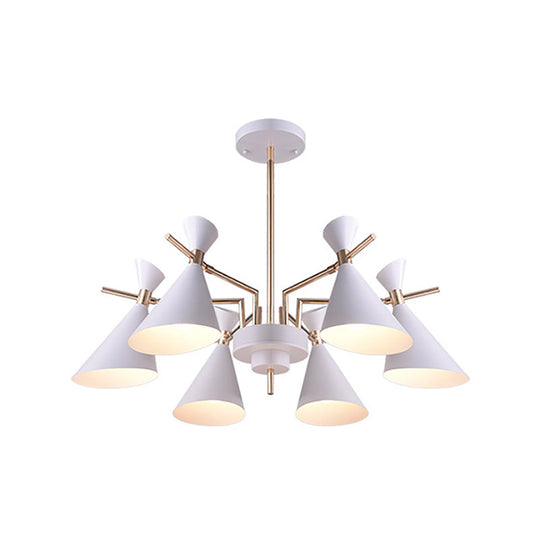 Horn Shape Metal Pendant Light Fixture - Modern 6-Head Hanging Lamp for Living Room