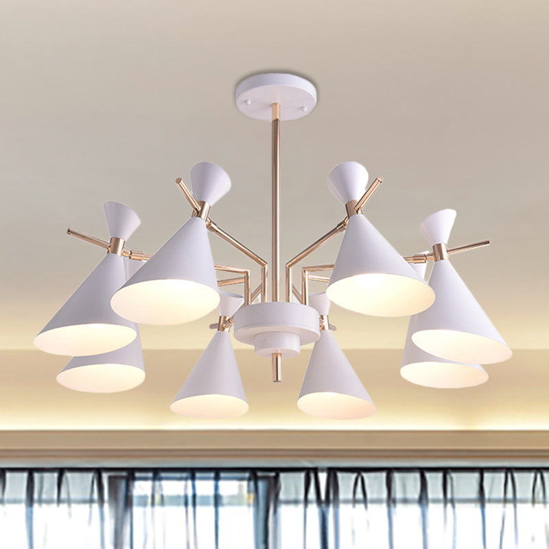 Modern Metal Horn Shade Pendant Lamp - 8 Lights for Living Room