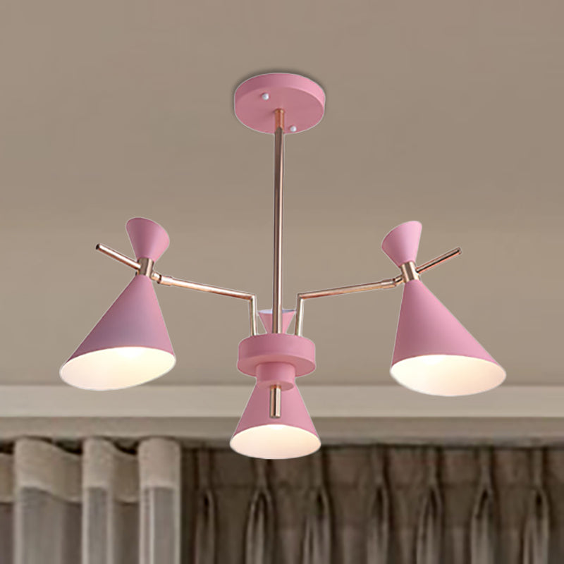 Nordic Horn-Shaped Iron Hanging Lamp Fixture with 3 Lights for Dining Room