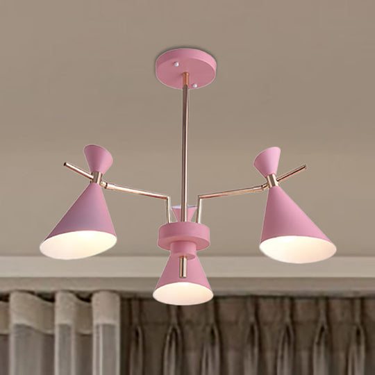 Nordic Horn-Shaped Iron Hanging Lamp Fixture with 3 Lights for Dining Room