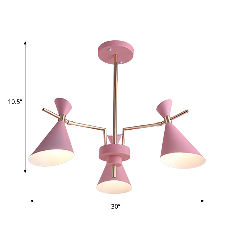 Nordic Horn-Shaped Iron Hanging Lamp Fixture with 3 Lights for Dining Room