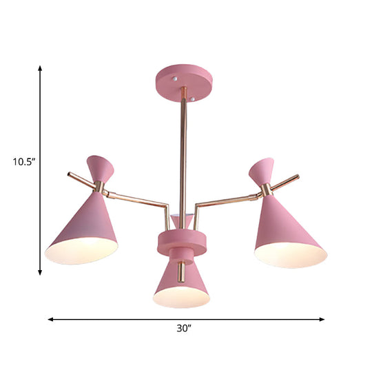 Nordic Horn-Shaped Iron Hanging Lamp Fixture with 3 Lights for Dining Room