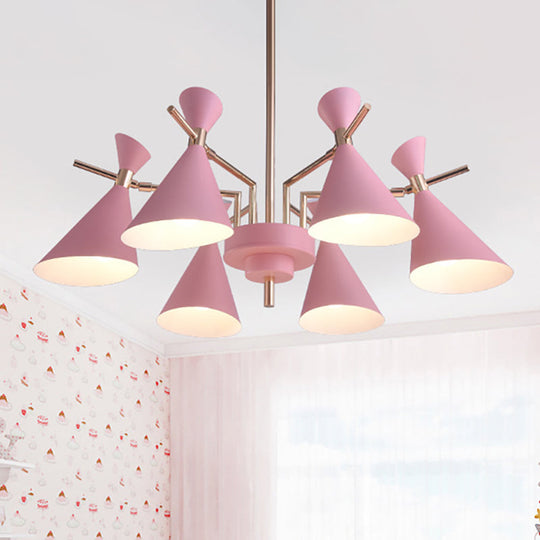 Modern Metal Horn Shape Ceiling Lamp - 6 Light Hanging Chandelier for Bedroom