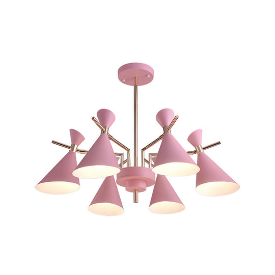 Modern Metal Horn Shape Ceiling Lamp - 6 Light Hanging Chandelier for Bedroom