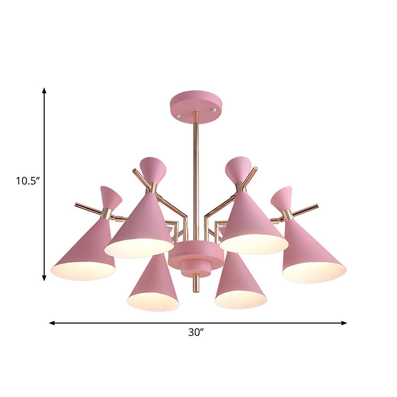 Modern Metal Horn Shape Ceiling Lamp - 6 Light Hanging Chandelier for Bedroom