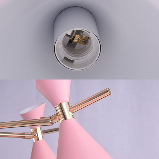 Modern Metal Horn Shape Ceiling Lamp - 6 Light Hanging Chandelier for Bedroom