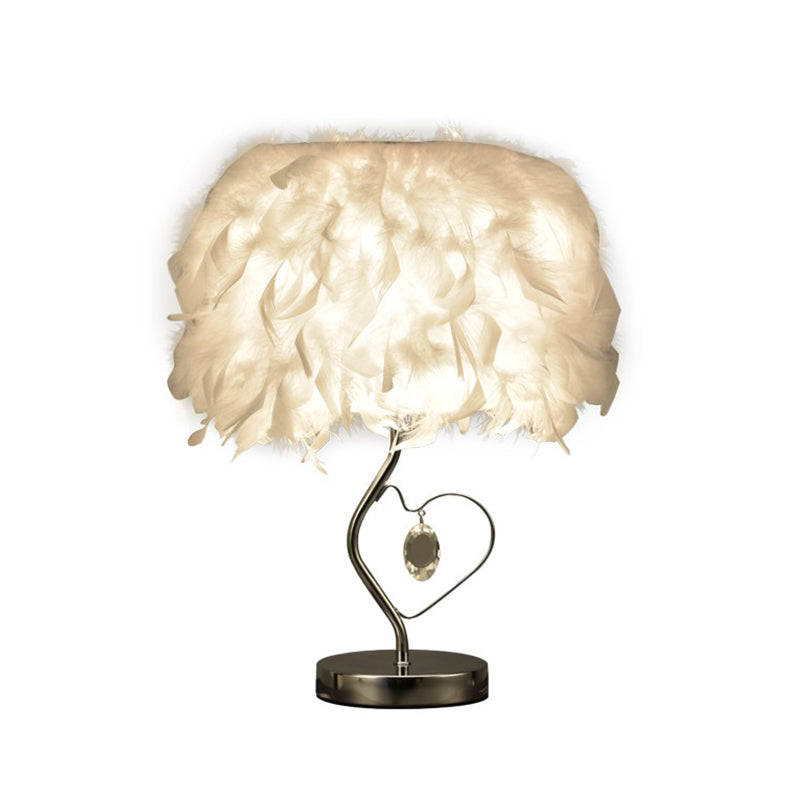 Nordic Feather Table Lamp - Cylindrical Natural Light for Bedroom or Nightstand