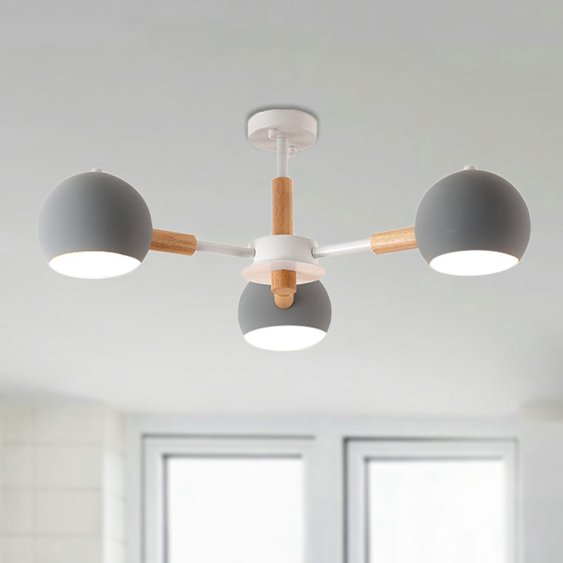 Metal Sphere Hanging Lamp with 3 Lights - Simple Style for Dining Room