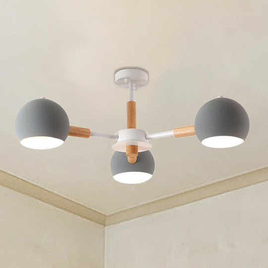 Metal Sphere Hanging Lamp with 3 Lights - Simple Style for Dining Room