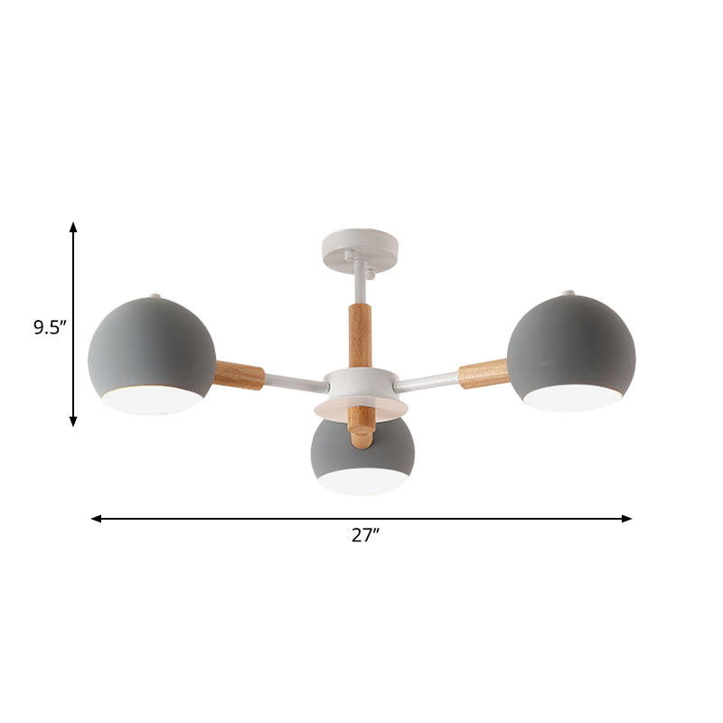 Metal Sphere Hanging Lamp with 3 Lights - Simple Style for Dining Room