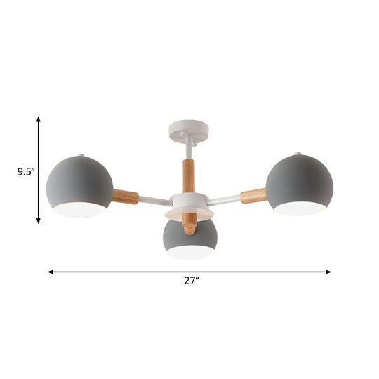 Metal Sphere Hanging Lamp with 3 Lights - Simple Style for Dining Room