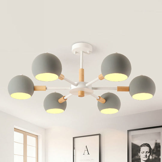 Modern Orb Hanging Chandelier with 6 Lights - Metal Pendant Fixture for Living Room